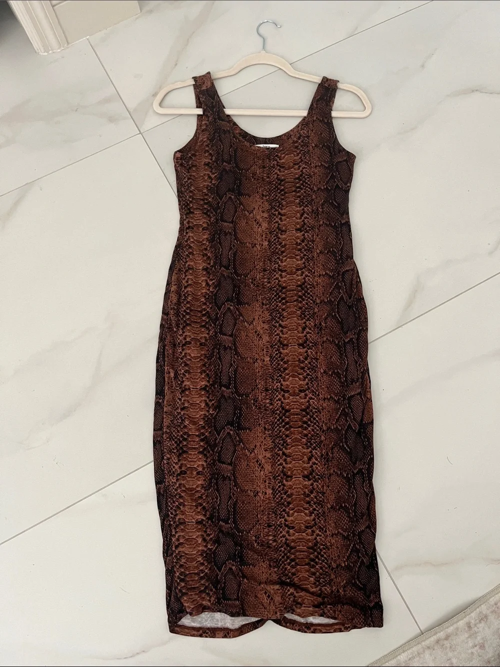 Bar III Brown & Black Snake-Print Midi Chemise